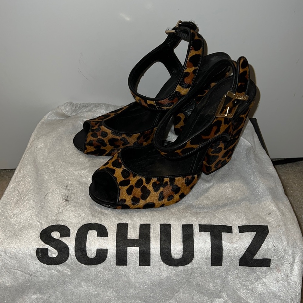 Schutz platform sandals - Mist calf hair - animal print